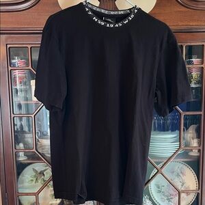 H&M Black Short Sleeve Men's Tee with Lettered Collar